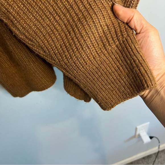 Gap Womens Wool Alpaca Blend Cable Knit Sweater Brown Sz L Mock Neck Oversized - Picture 7 of 11